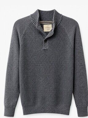 Mens Weatherproof Vintage Charcoal Shawl-Collar Waffle-Knit Crewneck Sweater